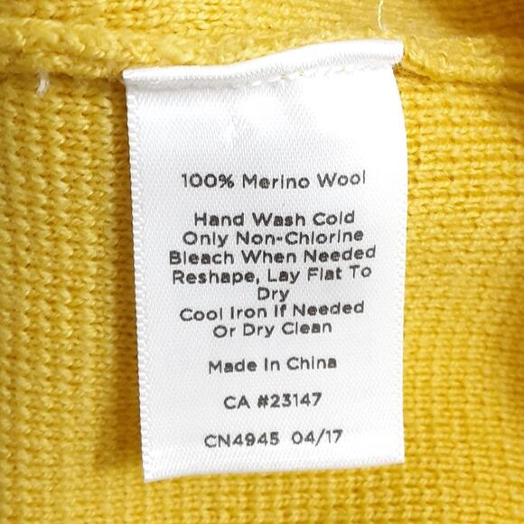 Talbots 100% Merino Wool Cardigan Sweater Military Band Jacket Mustard Womens M - Picture 6 of 9